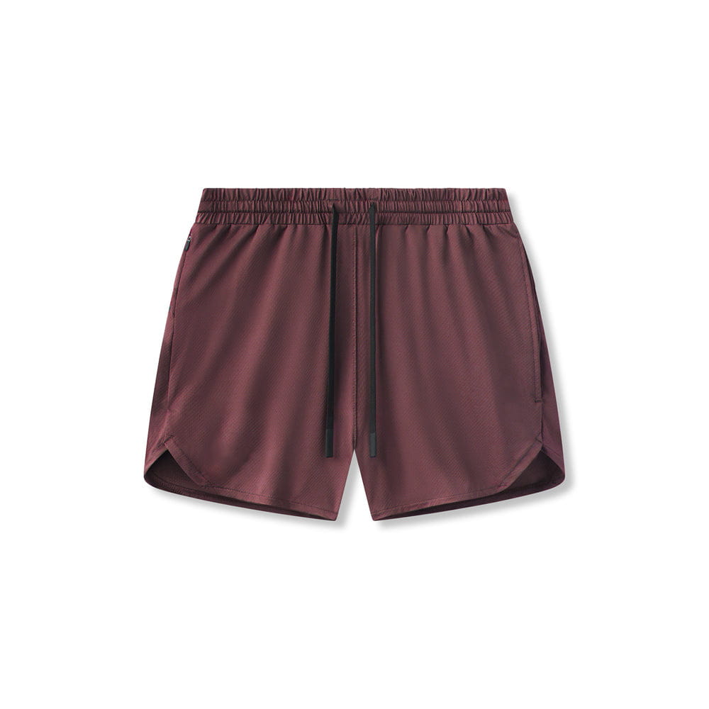 Men quick dry athletic sports shorts in maroon with a drawstring waistband featuring a black cord designed for superior comfort and performance.
