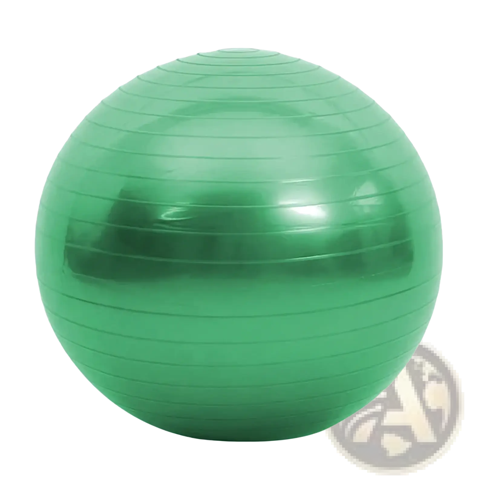A glossy green 45cm anti-burst yoga ball with horizontal ridges for fitness and balance exercises