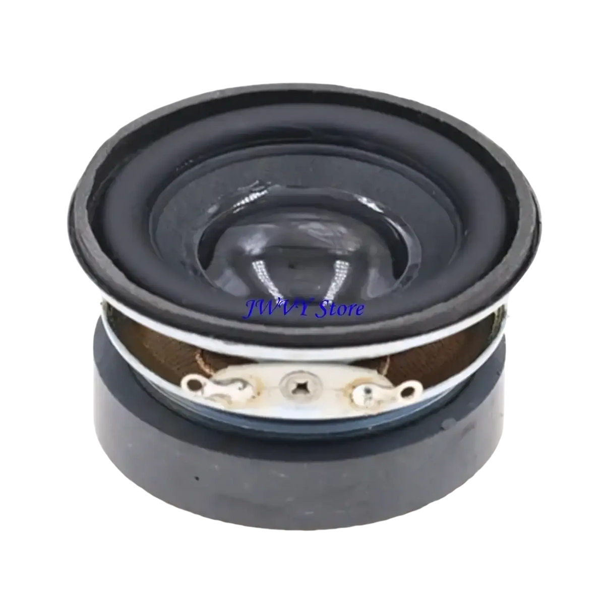 Black 45mm 3w 4 ohm speaker with glossy cone and metallic mounting bracket for home audio diy use