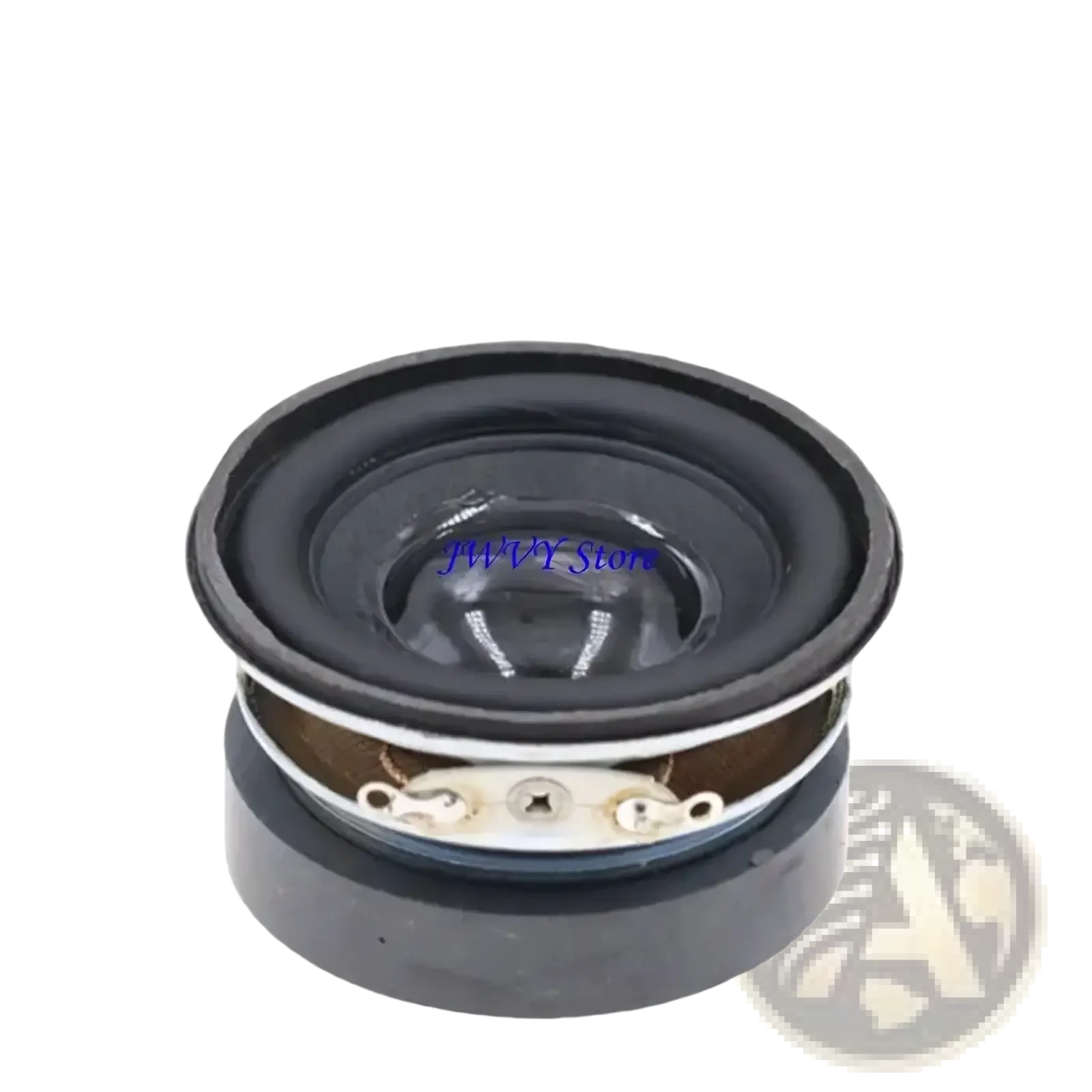 Black circular 45mm 3w 4 ohm speaker with matte finish and metallic components for home audio diy use