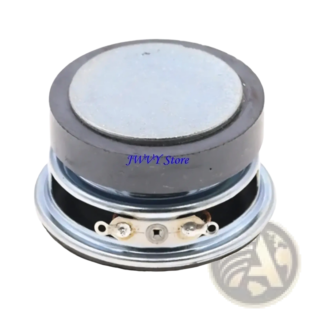 Circular black and silver 45mm 3w 4 ohm speaker driver with metallic cone and wiring terminals for home audio diy