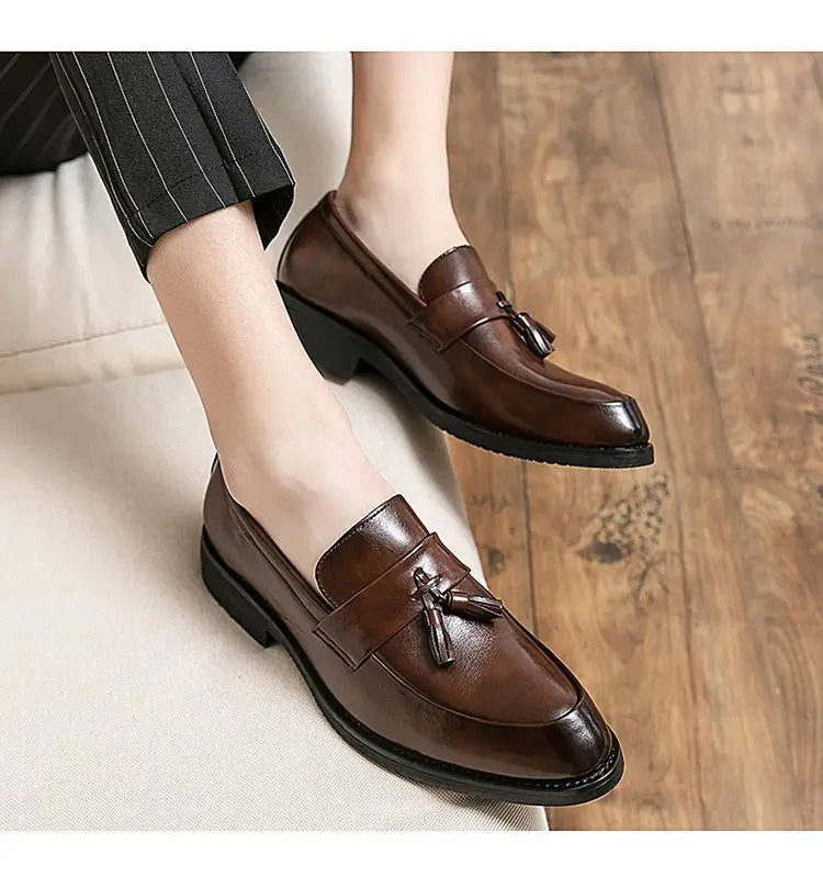 Mocassins en cuir à gland poli pour hommes