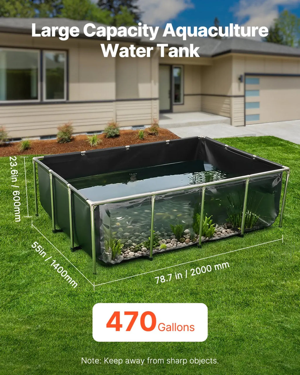 470 gallon koi tank canvas fish pond with black fabric liner metal frame and view panel for outdoor fish farming