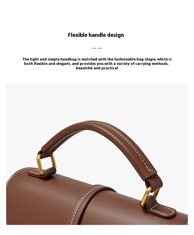 Zweifarbige Webleder-Crossbody-Handtasche in Braun mit flexiblem Griff und goldtöniger Metallbeschlag.