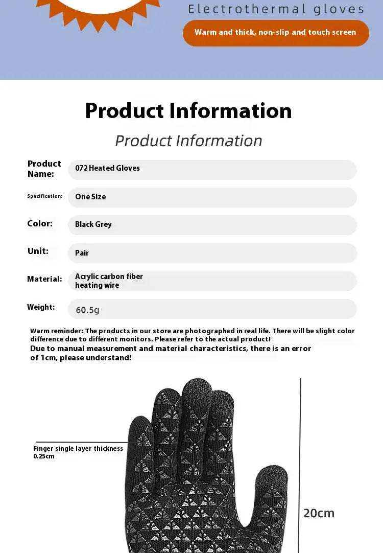 Black and grey usb heated typing gloves with a textured diamond pattern made from acrylic carbon fiber heating wire designed for thermal winter use shown from the back side.