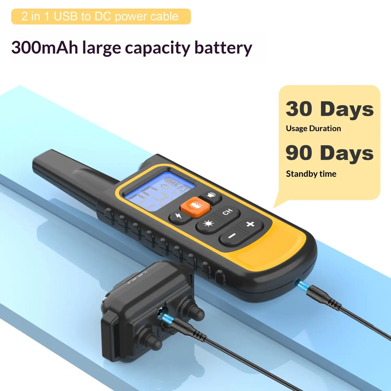 yellow and black anti bark dog training collar remote with digital display and multiple control buttons for effective dog training