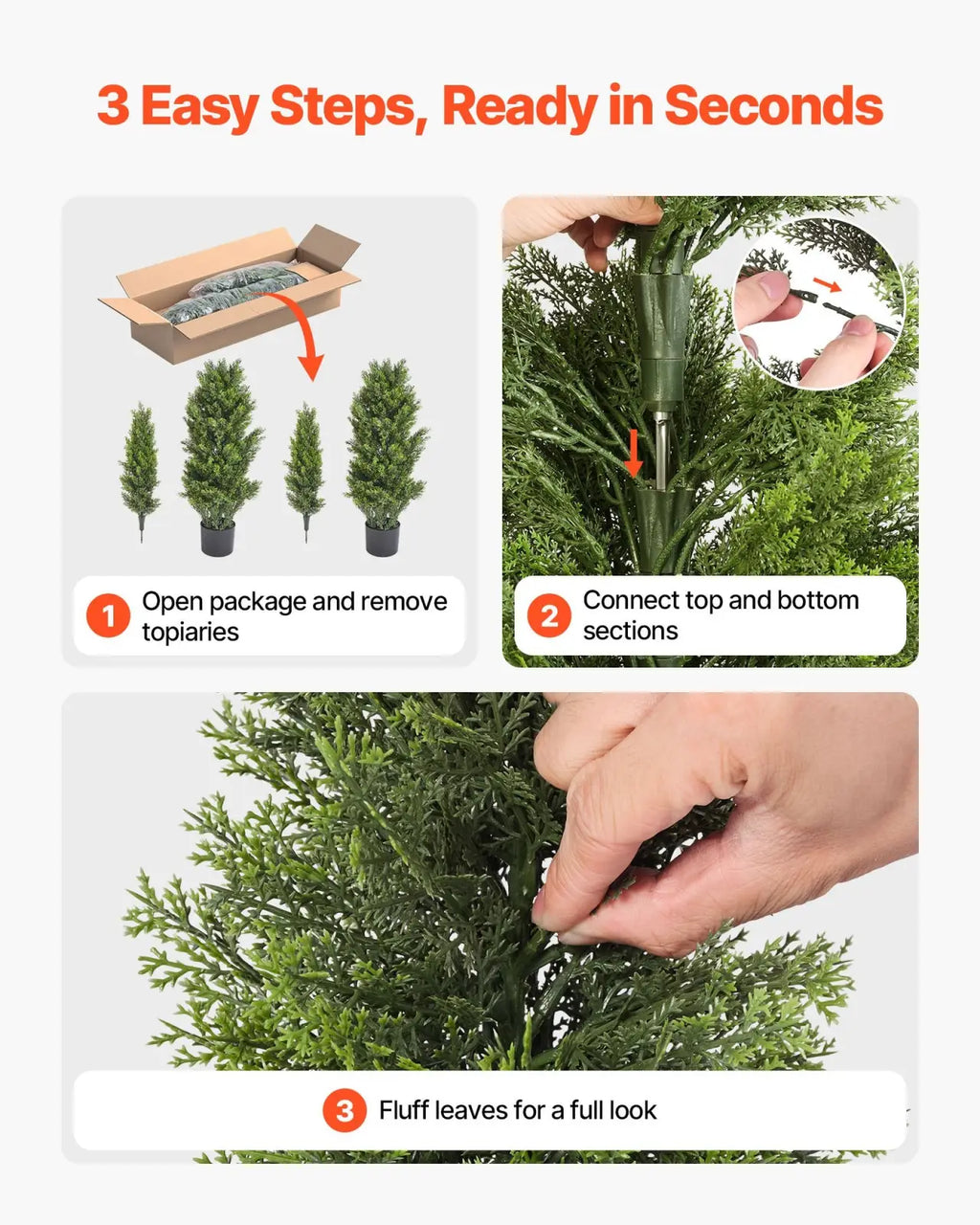 48 inch artificial topiary cedar trees set of 2 with green dense feathery foliage and sturdy central stems
