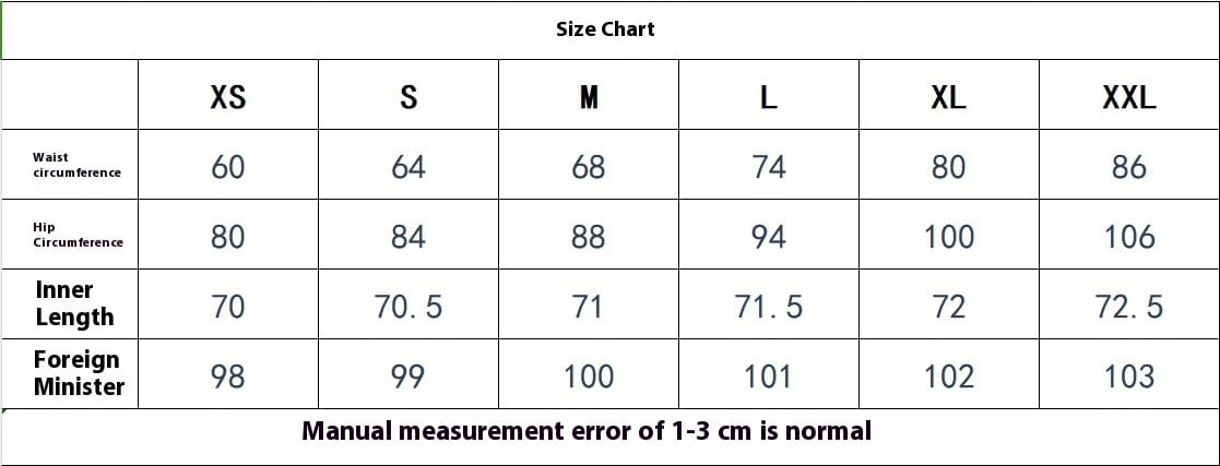 Size chart for women’s high-waisted stretch skinny jeans showing measurements in inches across sizes xs to xxl.