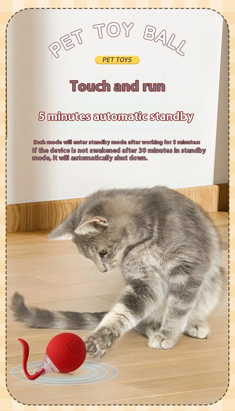 Interactive Cat Toy Ball Automatic Moving Roller Toy