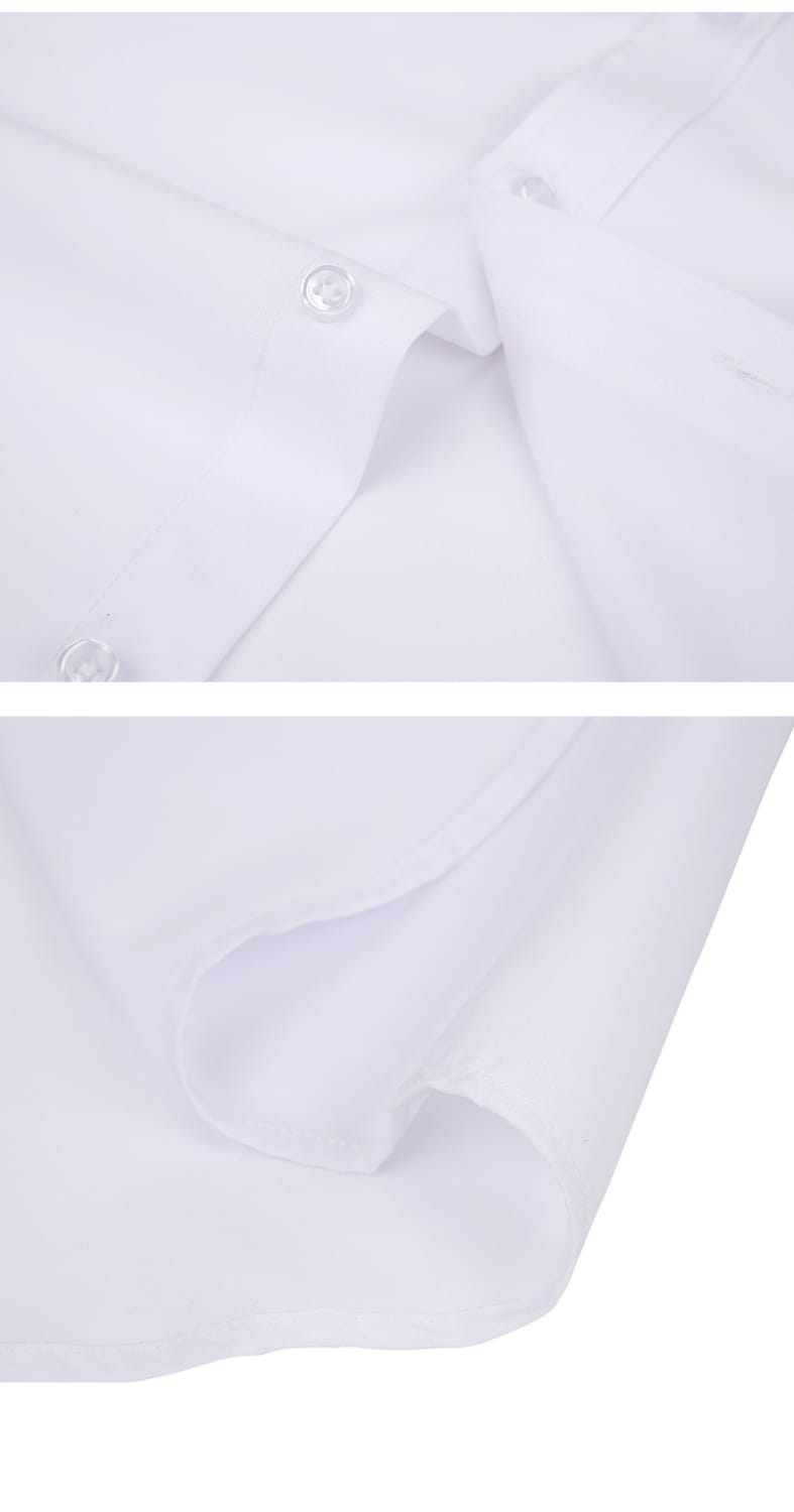 Herren-Business-Hemd mit langem Ärmel in Weiß mit festem Stoff und dezenter Textur für einen gepflegten, professionellen Auftritt.