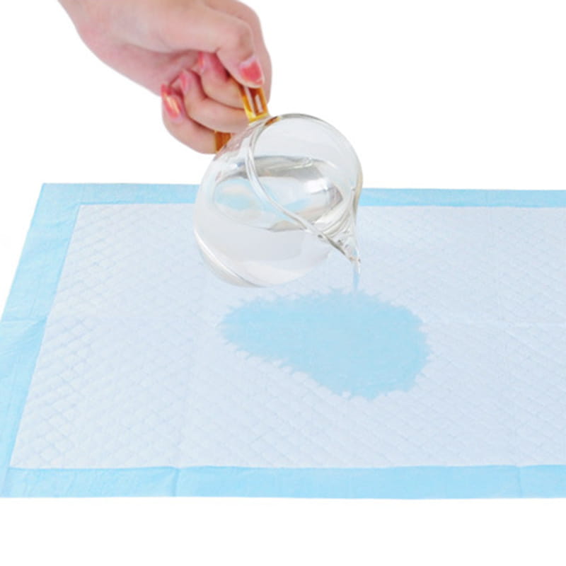 gray textured thickening absorbent dog pee pads in black and yellow package with white dog image for pet training mats.