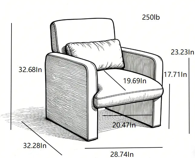 Moderner Bouclé-Akzent-Sessel, gepolstert in Orange-Sofaoptik, mit weicher Polsterung und einem Rahmen mit klassischem Design, klaren Linien und detaillierter Ziernähte am Stoff.