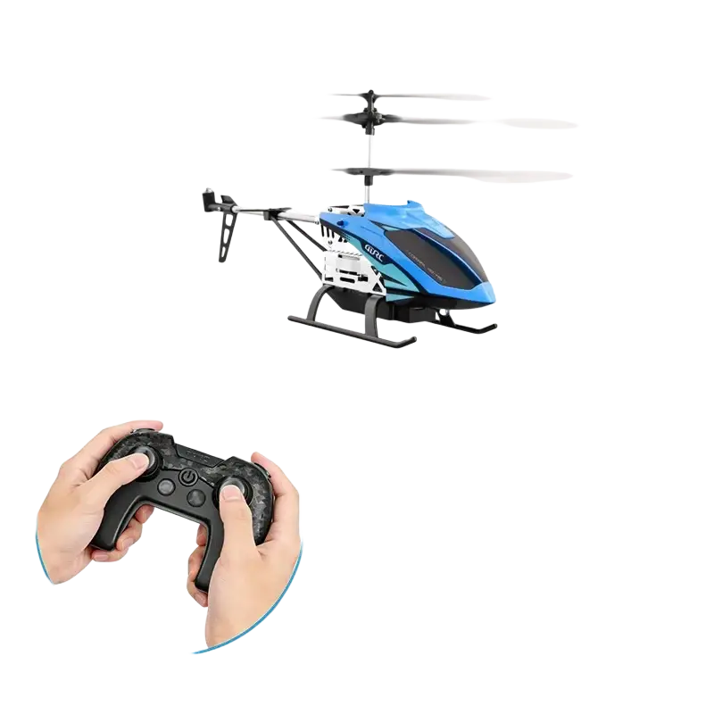 Blue and black 4drc m5 remote control rc helicopter with sleek modern design and altitude hold feature