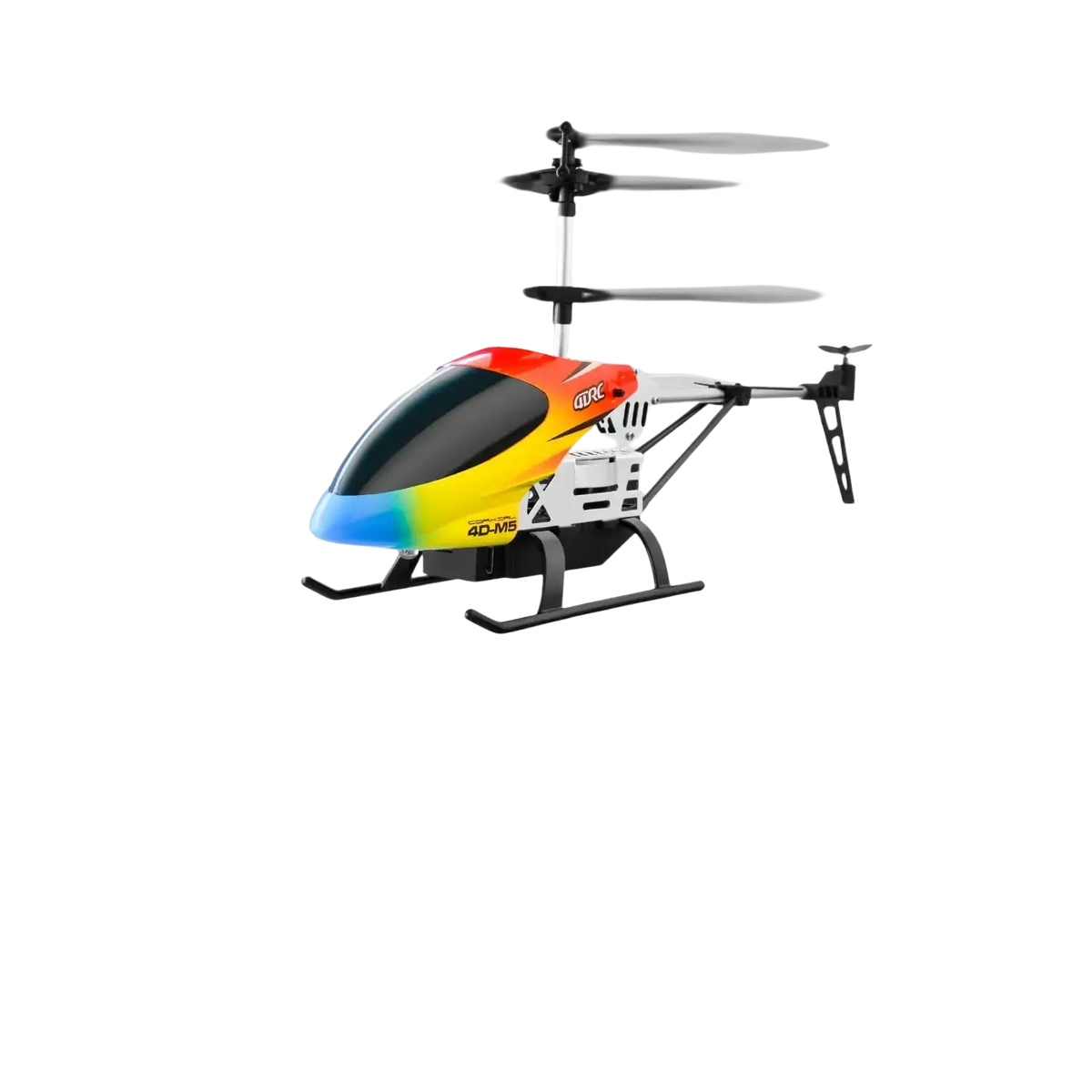Rainbow-colored 4drc m5 remote control rc helicopter with sleek design and altitude hold feature marked ad-ms on side