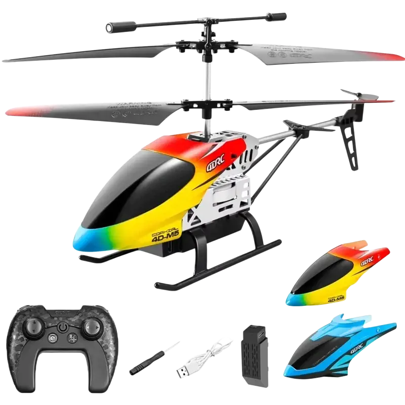 Vibrant rainbow-colored 4drc m5 remote control rc helicopter with sleek design and altitude hold feature by qrc