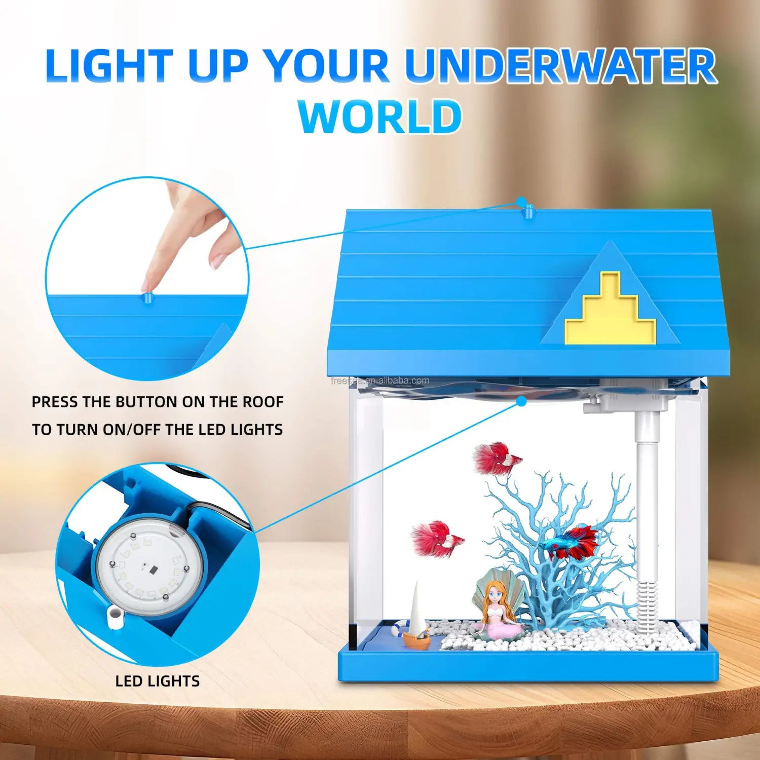 Kit inicial de tanque para peces de acrílico de 2 galones con filtro