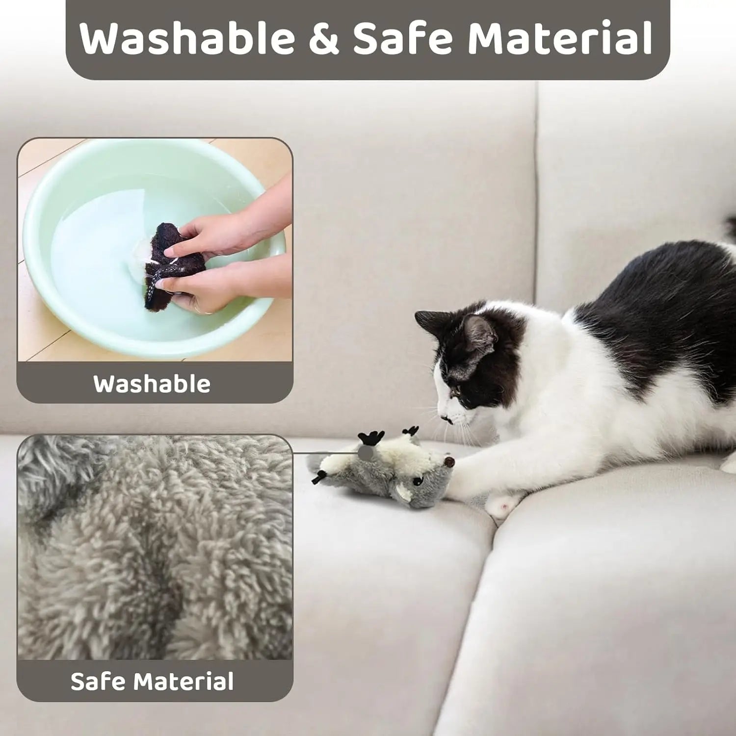 Flapping Squirrel Catnip Toy Rechargeable Cat Kicker