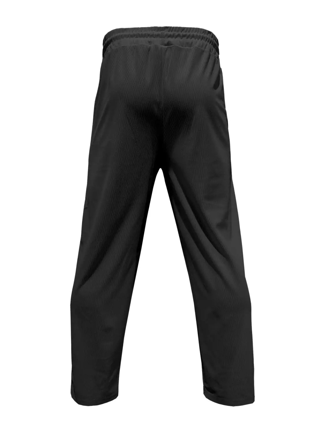 Pantalones casuales rectos de pana negros con cordón, cinturilla elástica y tejido suave y ligero.