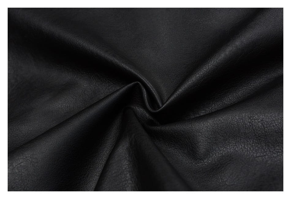 schwarze Biker-Bomberjacke aus Kunstleder mit Utility-Taschen, mit glatter, leicht strukturierter Oberfläche und dezentem Schimmer