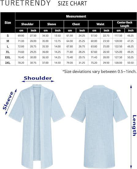 Men’s relaxed fit open front kimono cardigan in light blue with long sleeves and subtle texture designed for casual wear.