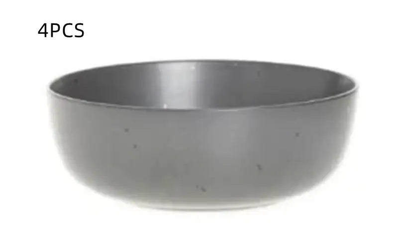 Gray speckled ceramic bowl in a 27oz speckled soup salad bowl set.
