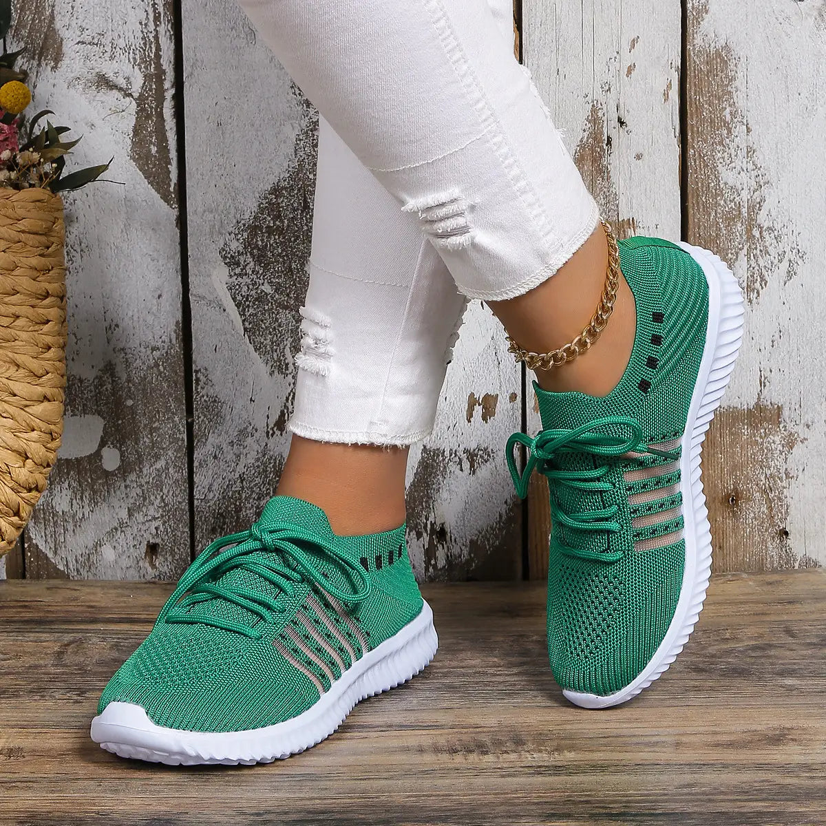 Breathable Mesh Lace-up Running Sneakers