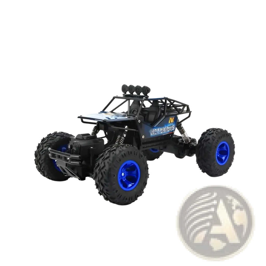 Blue and black 4wd rc off-road high speed crawler truck toy with rugged tires for rock crawling terrain