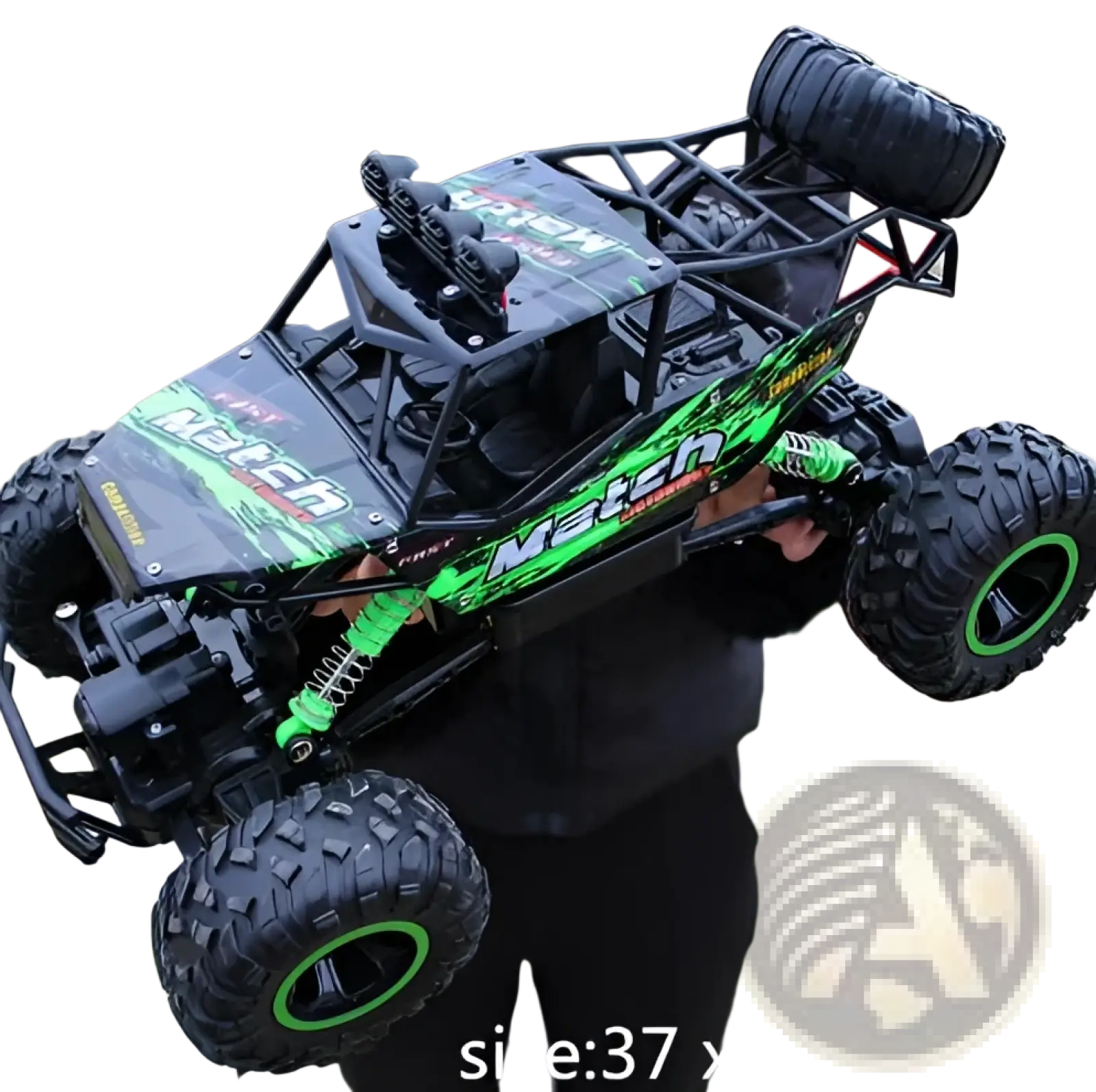 Green and black 4wd rc off-road high speed crawler truck toy with rugged tires and detailed chassis for rock crawling