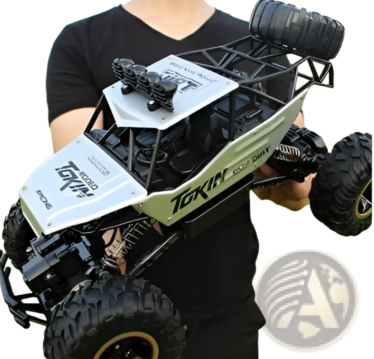 White and black 4wd rc off-road high speed crawler truck toy with rugged tires and detailed chassis