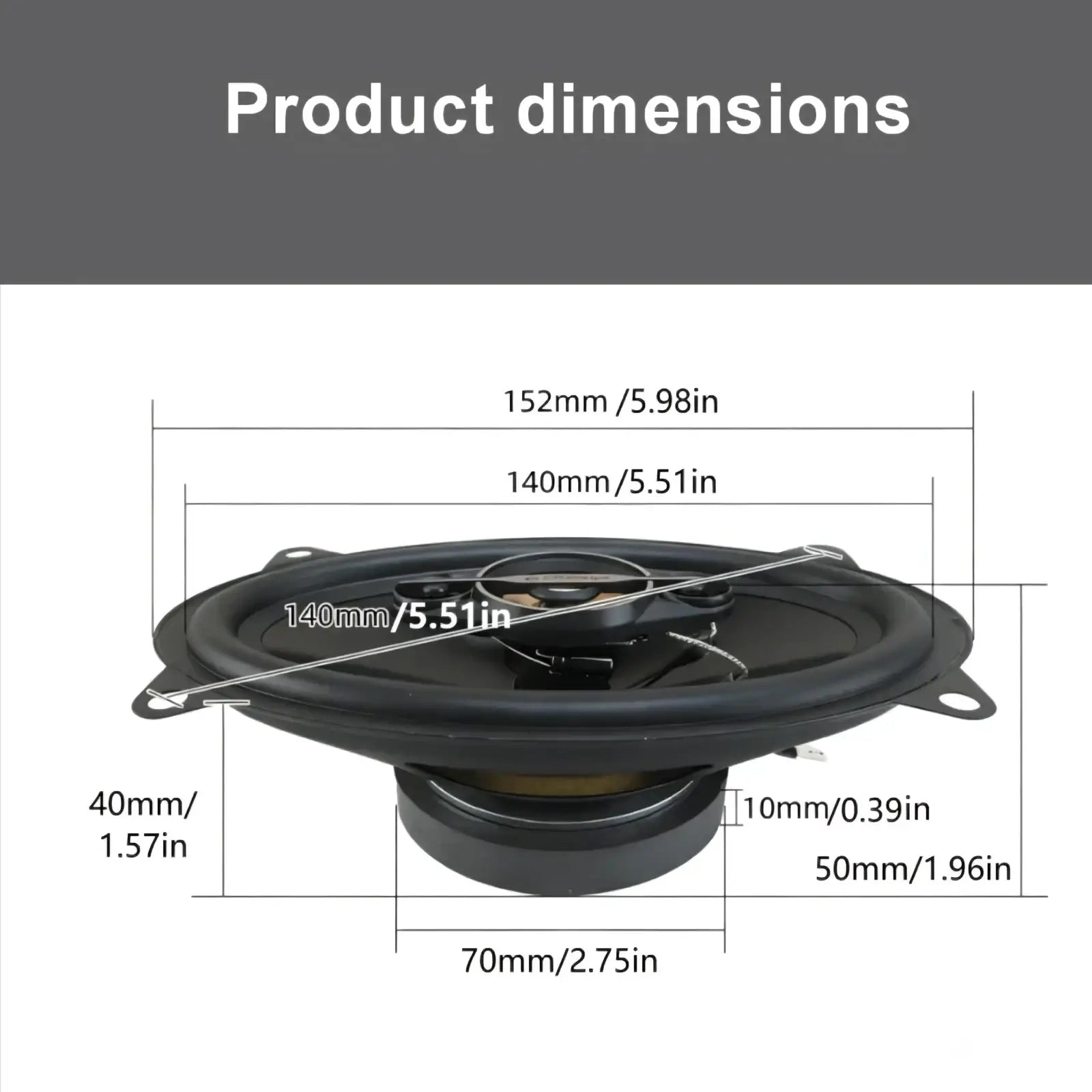 Black 3.5 inch coaxial car speaker with circular design and mounting brackets for 4x6 car speakers 500w coaxial audio