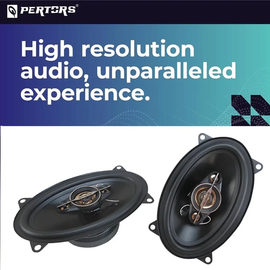 Black 4x6 pertors coaxial car speakers with metallic center cone and mounting brackets 500w audio system