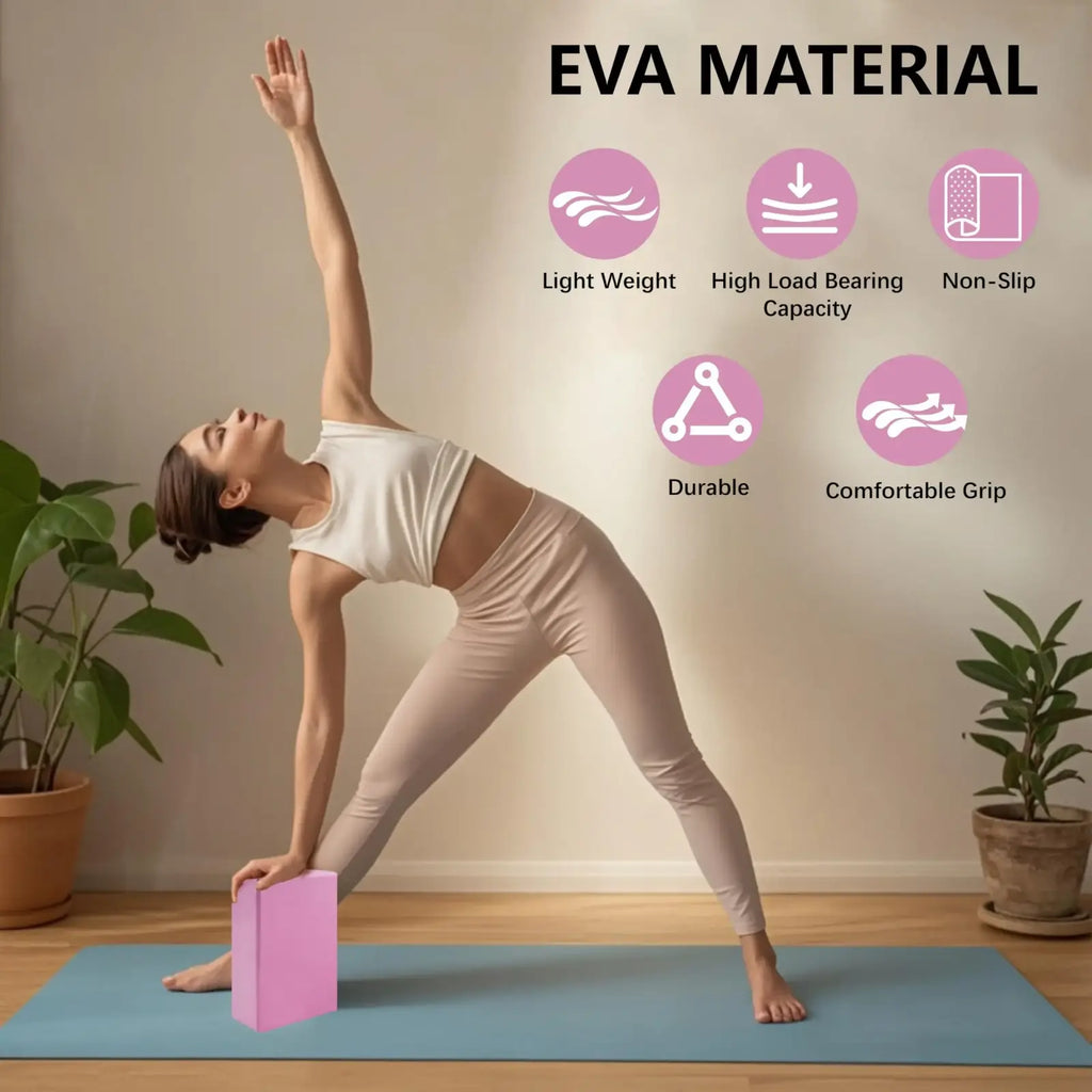 Pink rectangular non-slip eva block from 5-level resistance bands and non-slip eva blocks set for fitness support