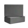 Two matte gray eva blocks stacked in a pink 5-level resistance bands and non-slip eva blocks set for fitness use