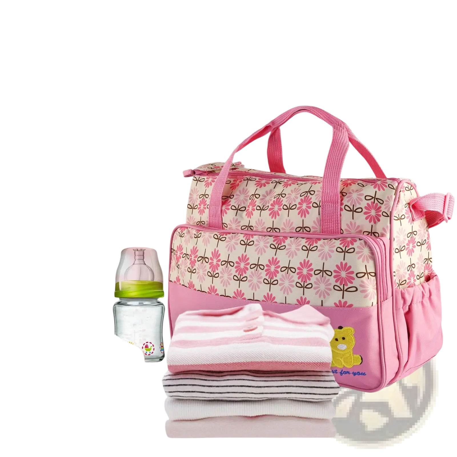 5pc floral water resistant baby diaper bag travel set