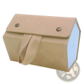 Beige faux leather 5-slot foldable travel sunglasses organizer with silver floral button closures and matching strap