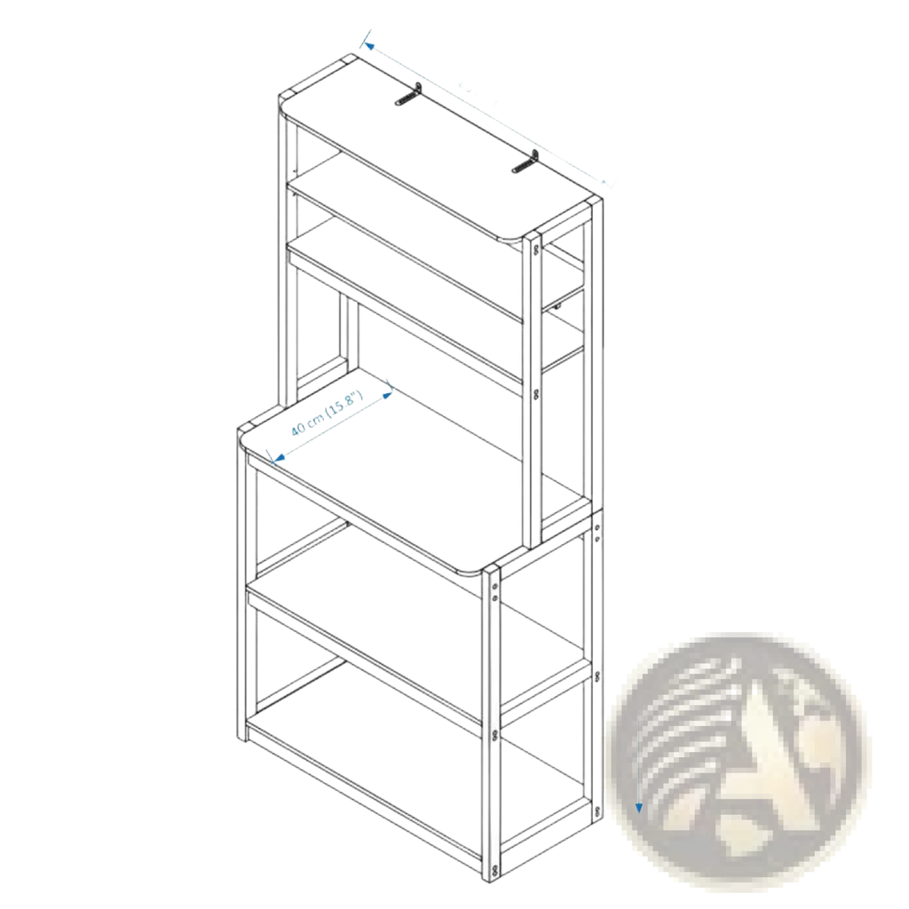 Black metal 3-tier shelving unit with adjustable shelves part of 5-tier kitchen bakers rack microwave stand in white and black