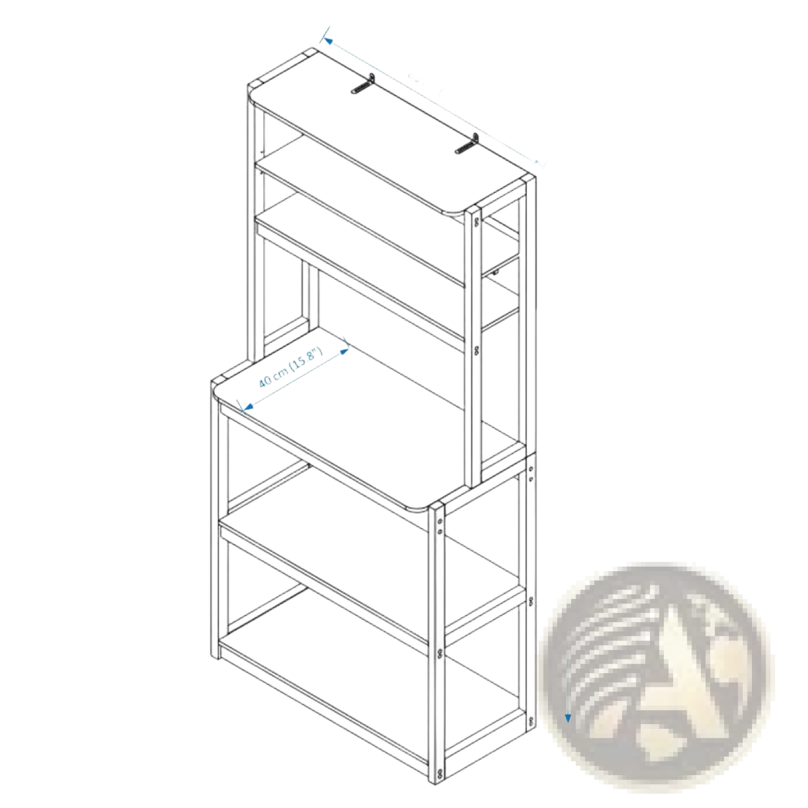 Black metal 3-tier shelving unit with adjustable shelves part of 5-tier kitchen bakers rack microwave stand in white and black