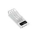 White rectangular 120w power bank with built-in cables and digital display showing 100 for 50000mah 30000mah 10000mah models