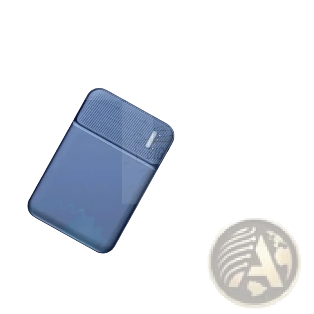 Blue 5000mAh portable power bank with textured surface and subtle branding for mini charger use