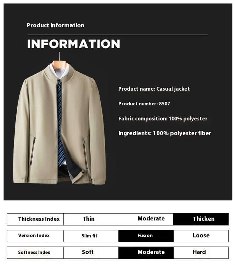 Beige men casual polo bomber jacket made of 100 percent polyester with a slim fit and soft texture.