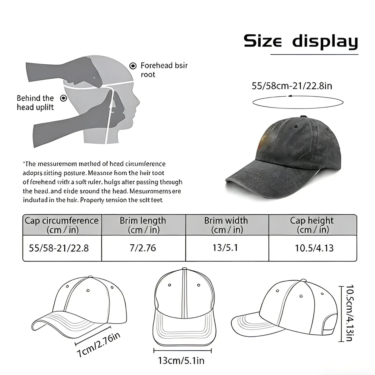 Dark gray slightly worn baseball cap with curved brim and adjustable back from 50th anniversary couple set