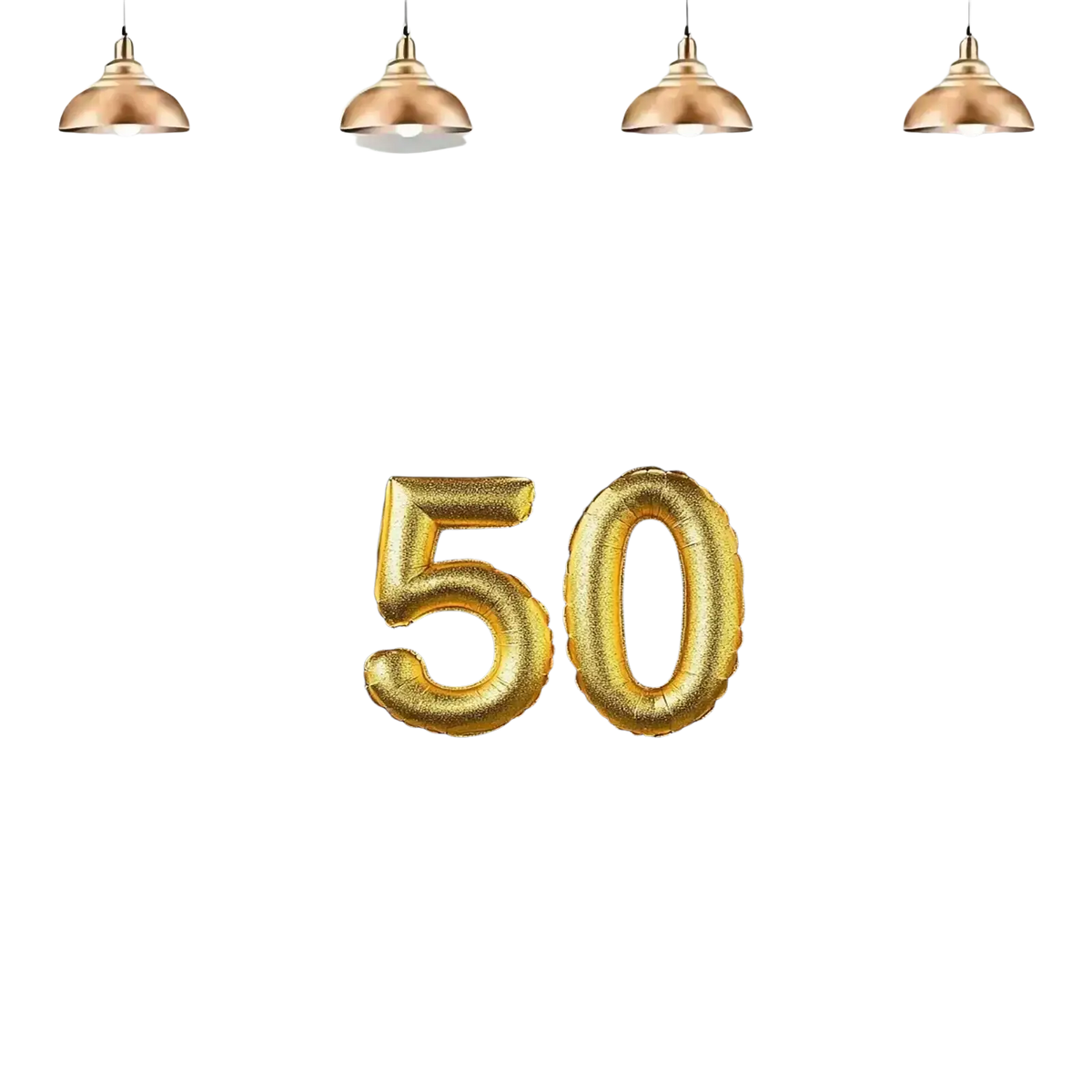 Golden metallic number 50 balloon for 50th anniversary party banner and photo backdrop decoration