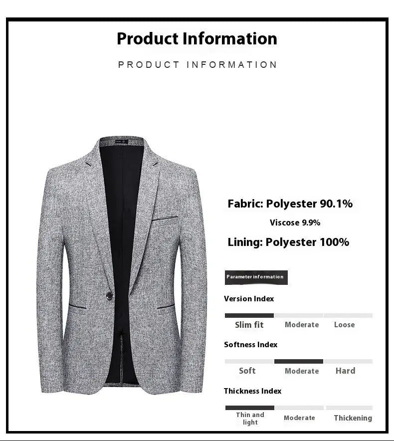 Anzugblazer mit schmaler Passform und einem Knopf, aus grauem, strukturiertem Stoff, mit schwarzem Innenfutter.