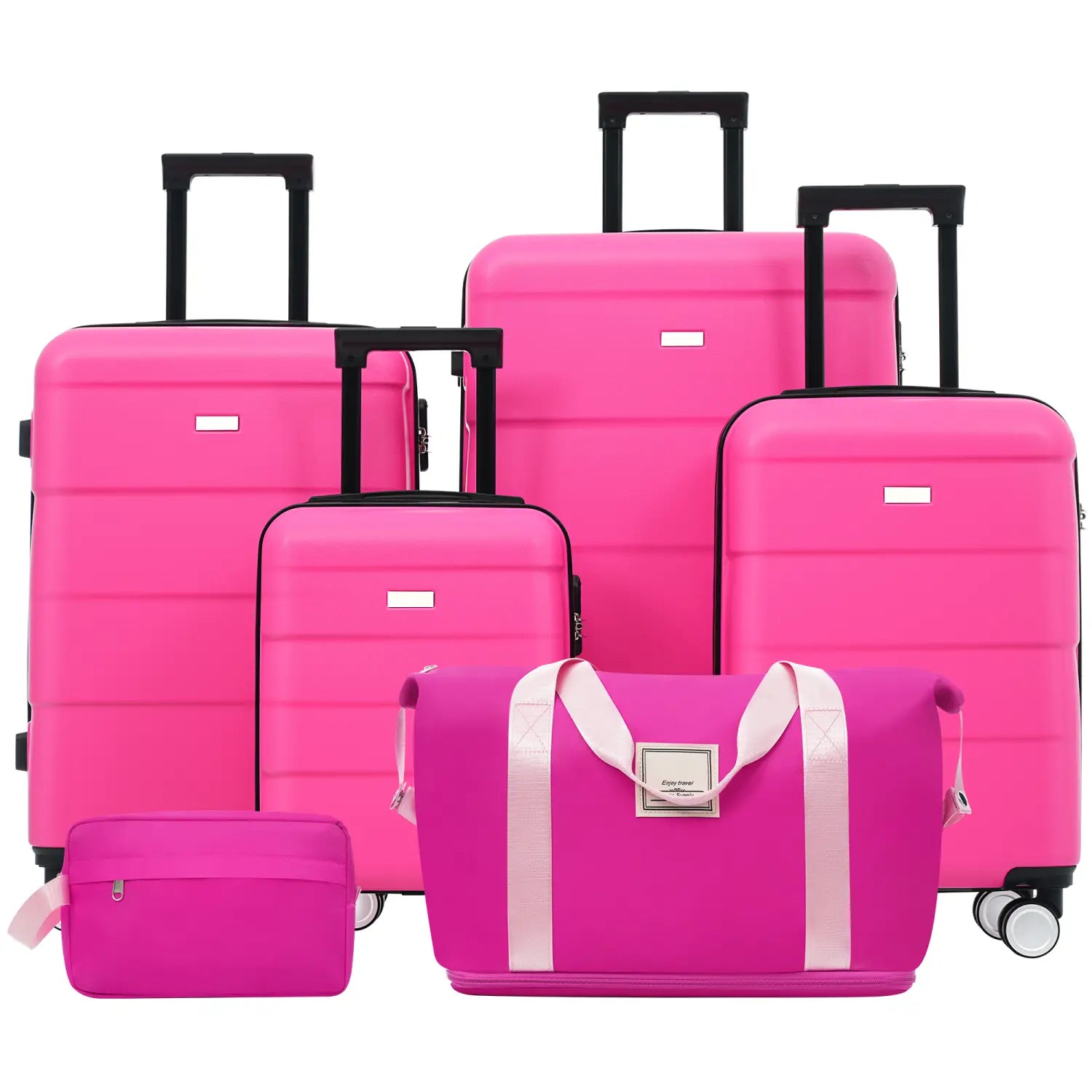 Hardshell Luggage Sets 6 Piece with 2 Bags,carry on Suitcase with Handle Password Lock Double Spinner Wheels