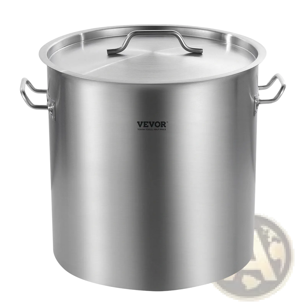 53qt stainless steel stockpot with lid and two side handles for durable cooking and storage
