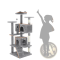 Gray 54 inch multi level cat tree tower with carpeted platforms sisal scratching posts and enclosed hideaways