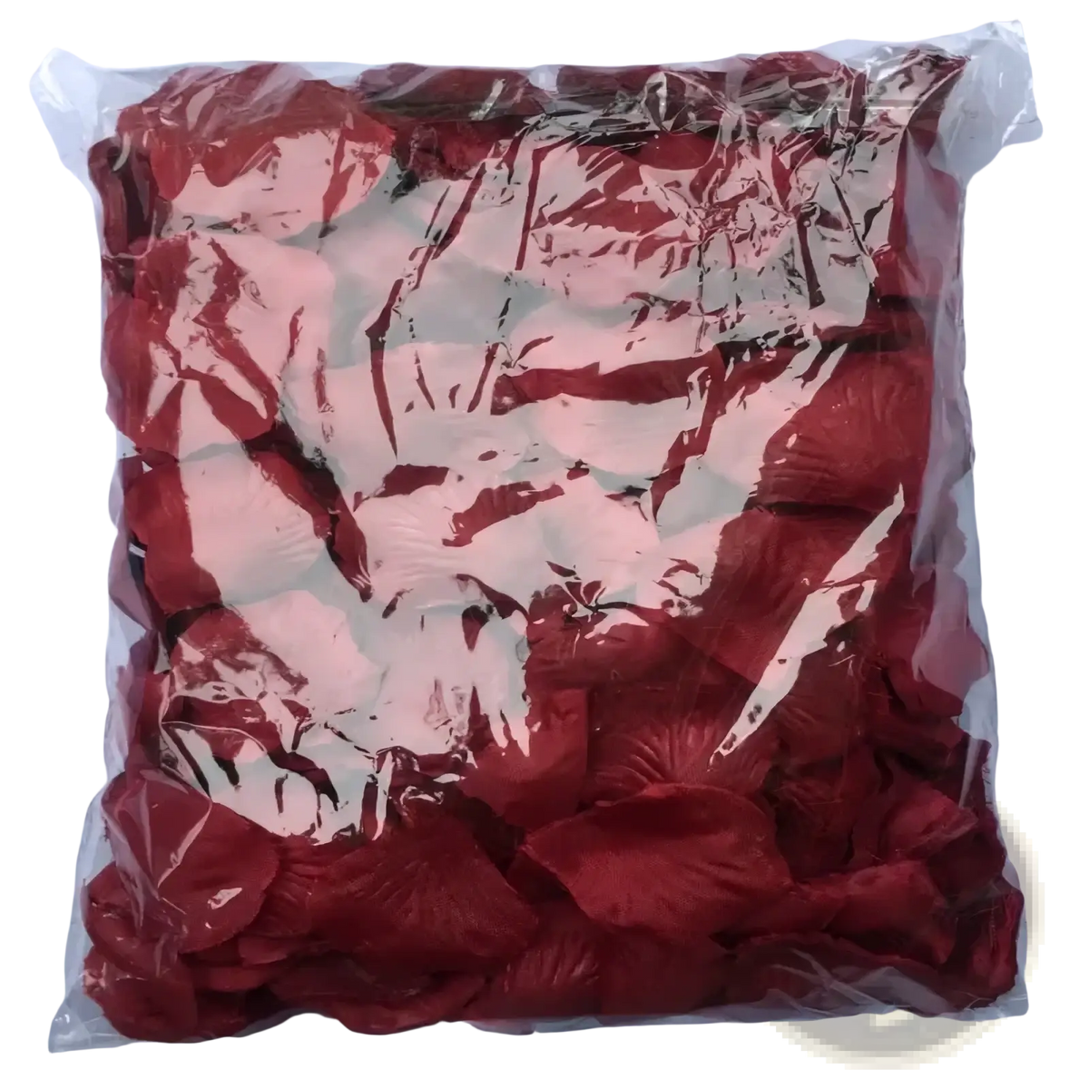 A package of 5500 colorful artificial red rose petals made from soft fabric material for wedding decor
