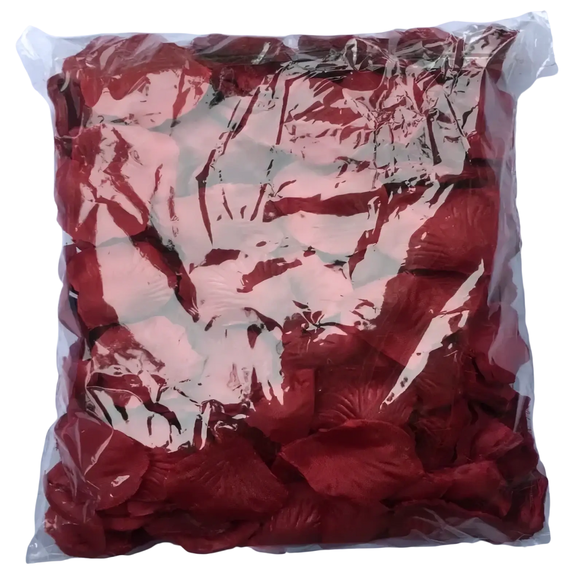 A package of 5500 colorful artificial red rose petals made from soft fabric material for wedding decor