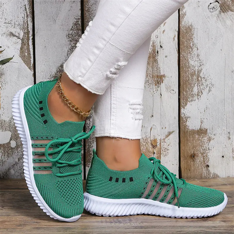 Breathable Mesh Lace-up Running Sneakers