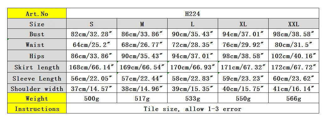 This is a size chart for the velvet v-neck evening dress displaying measurements in centimeters and inches across sizes s through xxl.